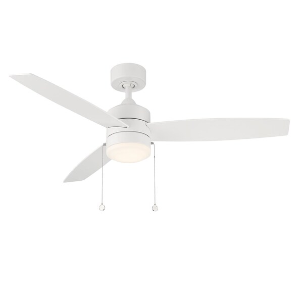 Atlantis Indoor And Outdoor 3-Blade Pull Chain Ceiling Fan 52in Matte White With 3000K LED Light Kit